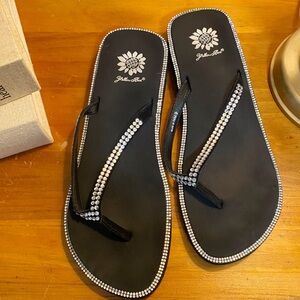 Yellow Box Black Rhinestone Women's Sandals